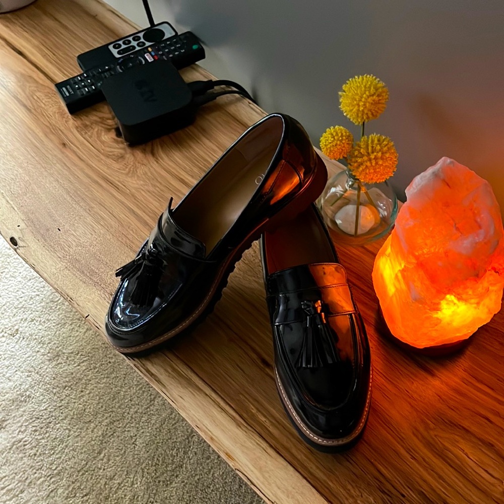 9.5 Franco Sarto patent leather loafers